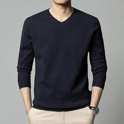 Klassischer herrenpullover mit v-ausschnitt aus merinowolle und kaschmir – herren