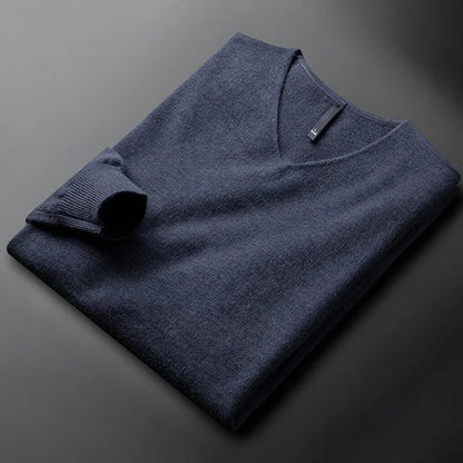 Klassischer herrenpullover mit v-ausschnitt aus merinowolle und kaschmir – herren