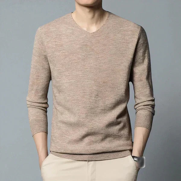 Klassischer herrenpullover mit v-ausschnitt aus merinowolle und kaschmir – herren