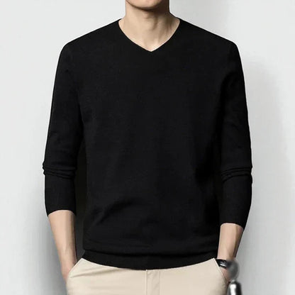 Klassischer herrenpullover mit v-ausschnitt aus merinowolle und kaschmir – herren