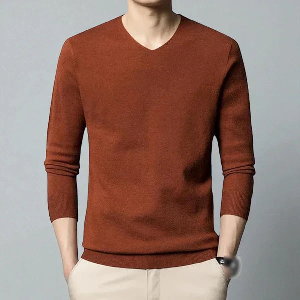 Klassischer herrenpullover mit v-ausschnitt aus merinowolle und kaschmir – herren