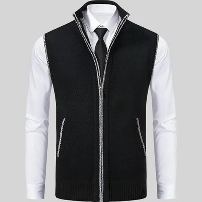 Herren-strickweste aus wollmischgewebe mit reißverschluss – herren
