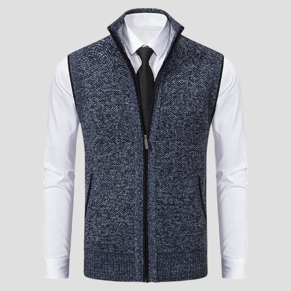 Herren-strickweste aus wollmischgewebe mit reißverschluss – herren