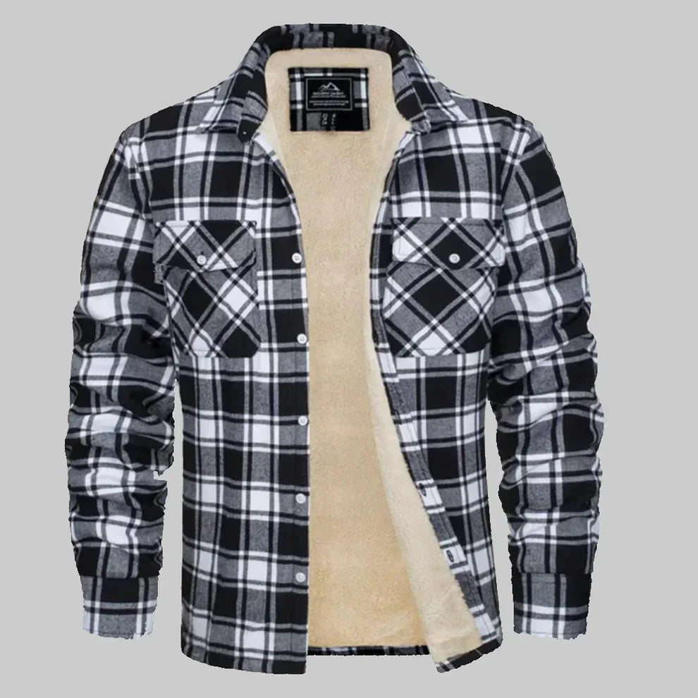Herren-winterjacke mit fleecefutter und karomuster – herren