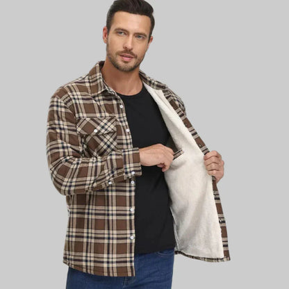 Herren-winterjacke mit fleecefutter und karomuster – herren