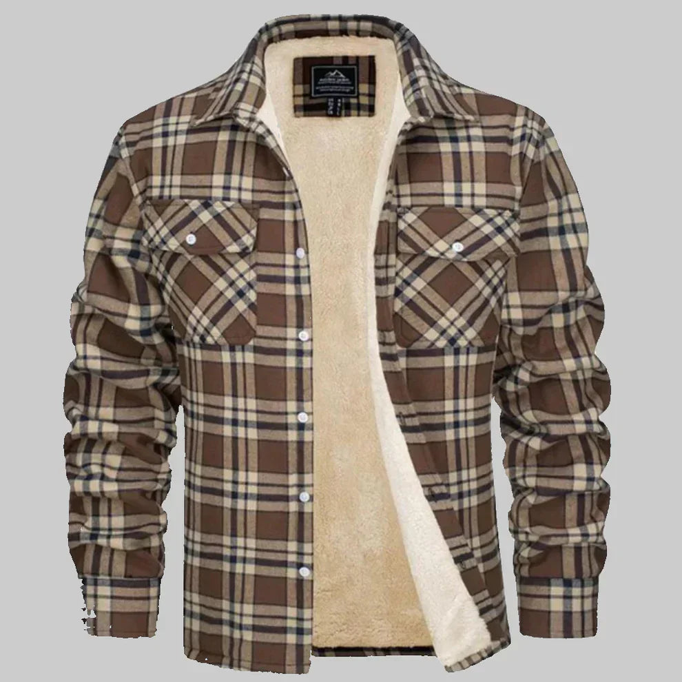 Herren-winterjacke mit fleecefutter und karomuster – herren