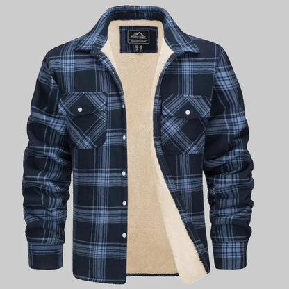 Herren-winterjacke mit fleecefutter und karomuster – herren