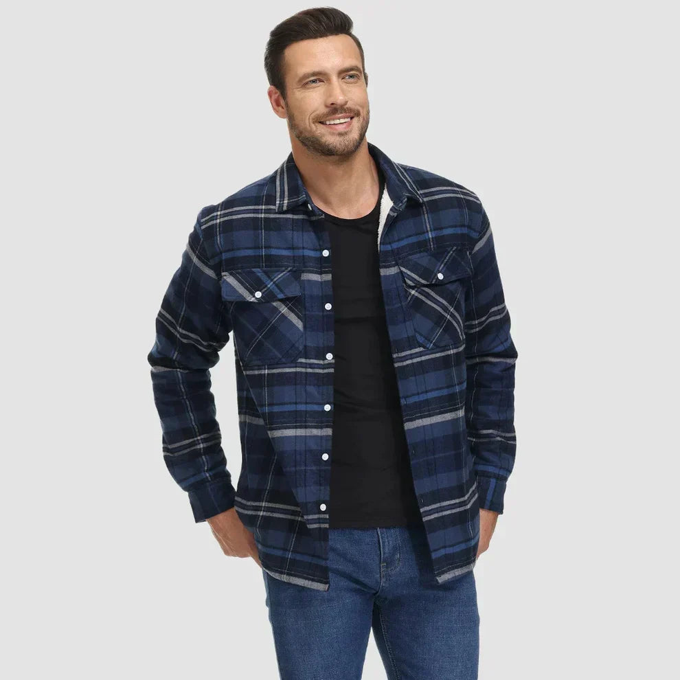 Herren-winterjacke mit fleecefutter und karomuster – herren