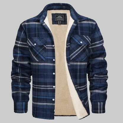 Herren-winterjacke mit fleecefutter und karomuster – herren