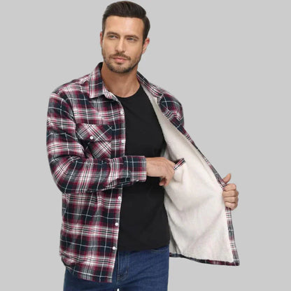 Herren-winterjacke mit fleecefutter und karomuster – herren