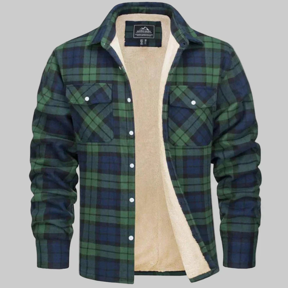 Herren-winterjacke mit fleecefutter und karomuster – herren