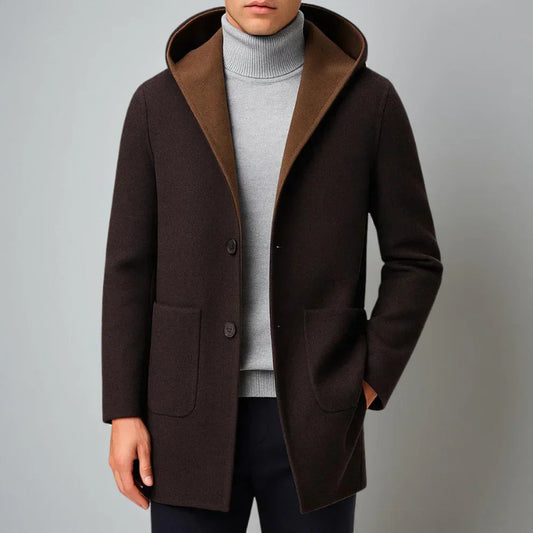 Wintermantel mit kapuze aus wollmischung für herren