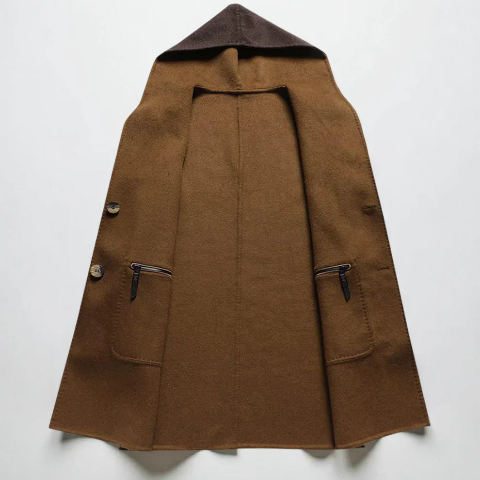 Wintermantel mit kapuze aus wollmischung für herren