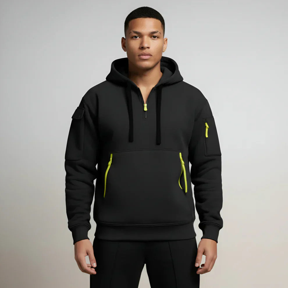 Herren-hoodie mit halbem reißverschluss – herren