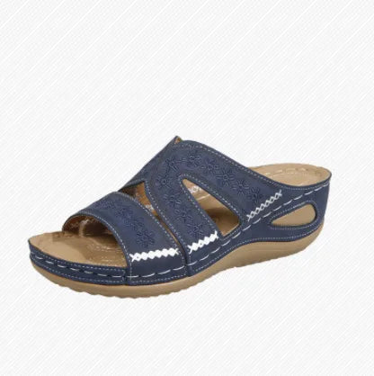 Emma - Goldene Bestickte Komfort-Sandalen