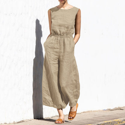Luftiger Leinen-Jumpsuit mit Knopfdetails