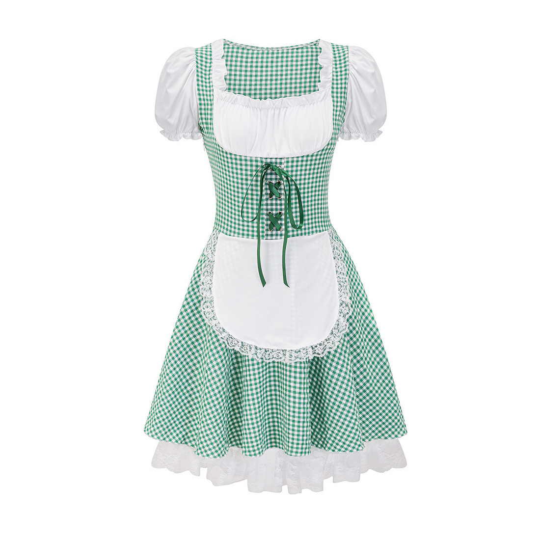 Shea | dirndl kleid mit karomuster und schnürung für frauen