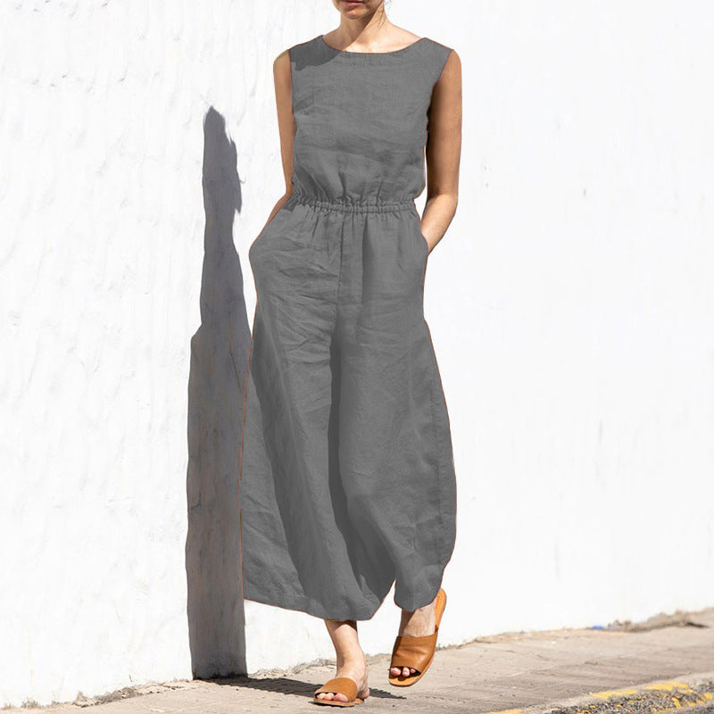 Luftiger Leinen-Jumpsuit mit Knopfdetails