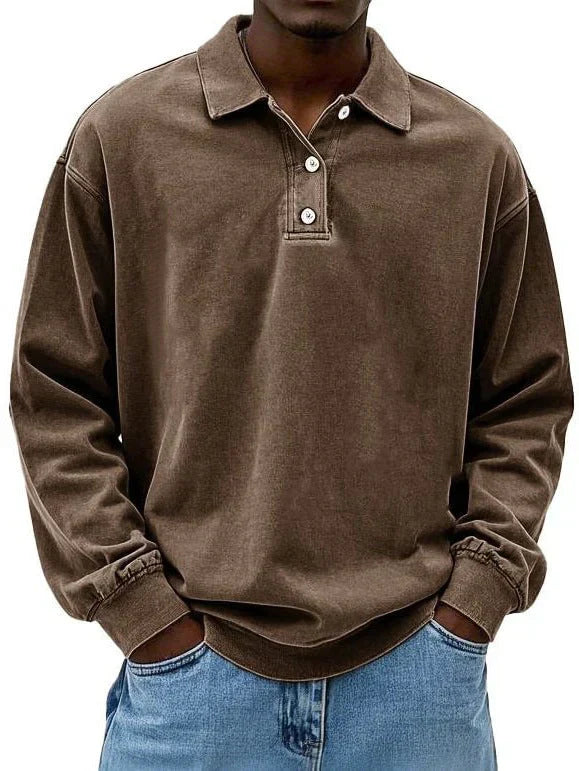 Lukas – polo shirt mit langen ärmeln und rippbündchen