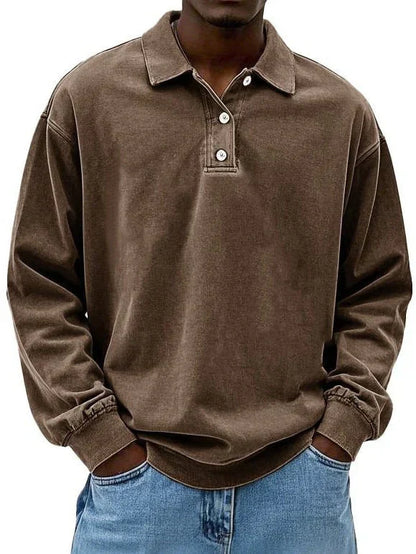 Lukas – polo shirt mit langen ärmeln und rippbündchen