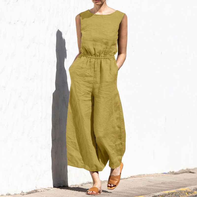 Luftiger Leinen-Jumpsuit mit Knopfdetails