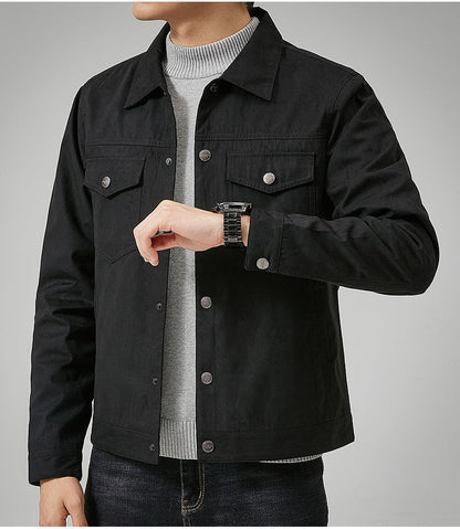 Viktor – herrenjacke aus kunst-wildleder mit knopfleiste und brusttasche