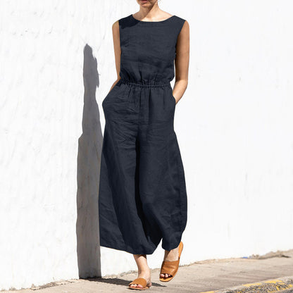 Luftiger Leinen-Jumpsuit mit Knopfdetails