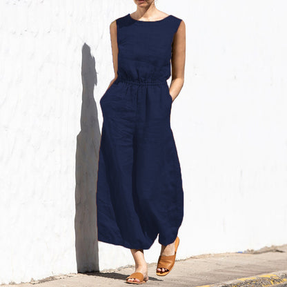 Luftiger Leinen-Jumpsuit mit Knopfdetails