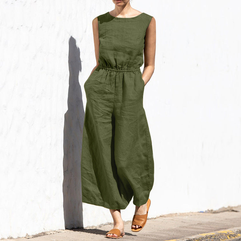 Luftiger Leinen-Jumpsuit mit Knopfdetails