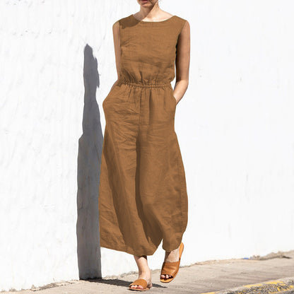 Luftiger Leinen-Jumpsuit mit Knopfdetails