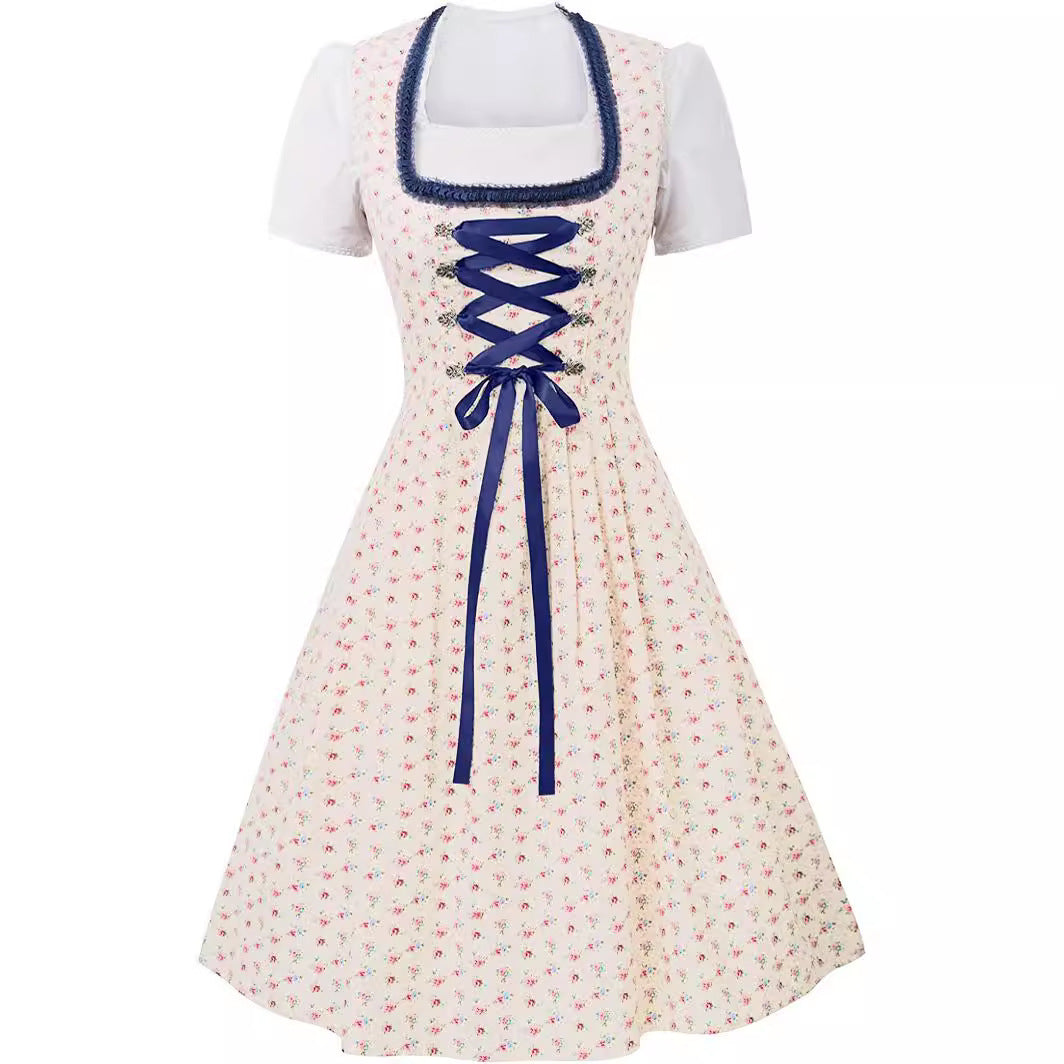 Prairie | dirndl kleid in midilänge mit blumenprint und schnürmieder für frauen