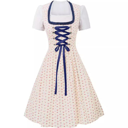 Prairie | dirndl kleid in midilänge mit blumenprint und schnürmieder für frauen