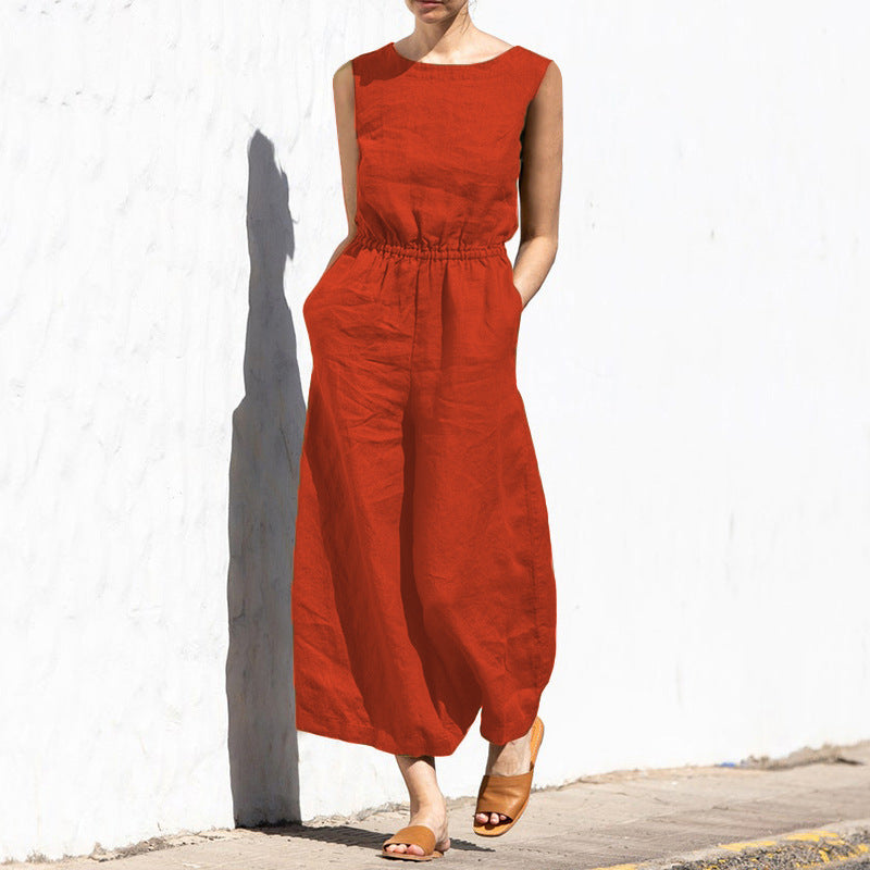 Luftiger Leinen-Jumpsuit mit Knopfdetails