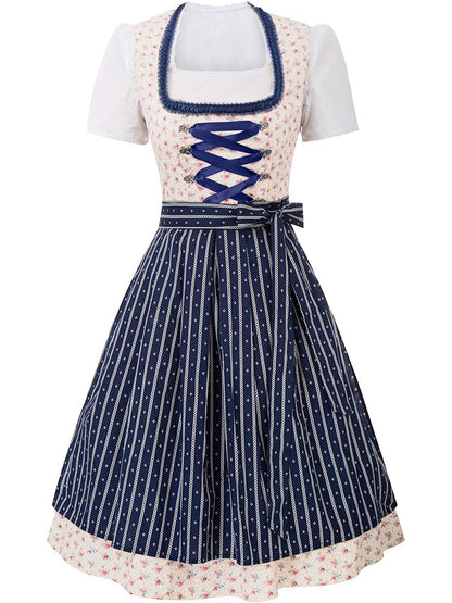 Prairie | dirndl kleid in midilänge mit blumenprint und schnürmieder für frauen