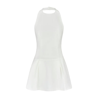 Sasha | the ultimate muse white mini dress with drop hem