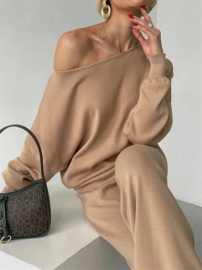 Eleganter Oversize-Set mit schulterfreiem Design