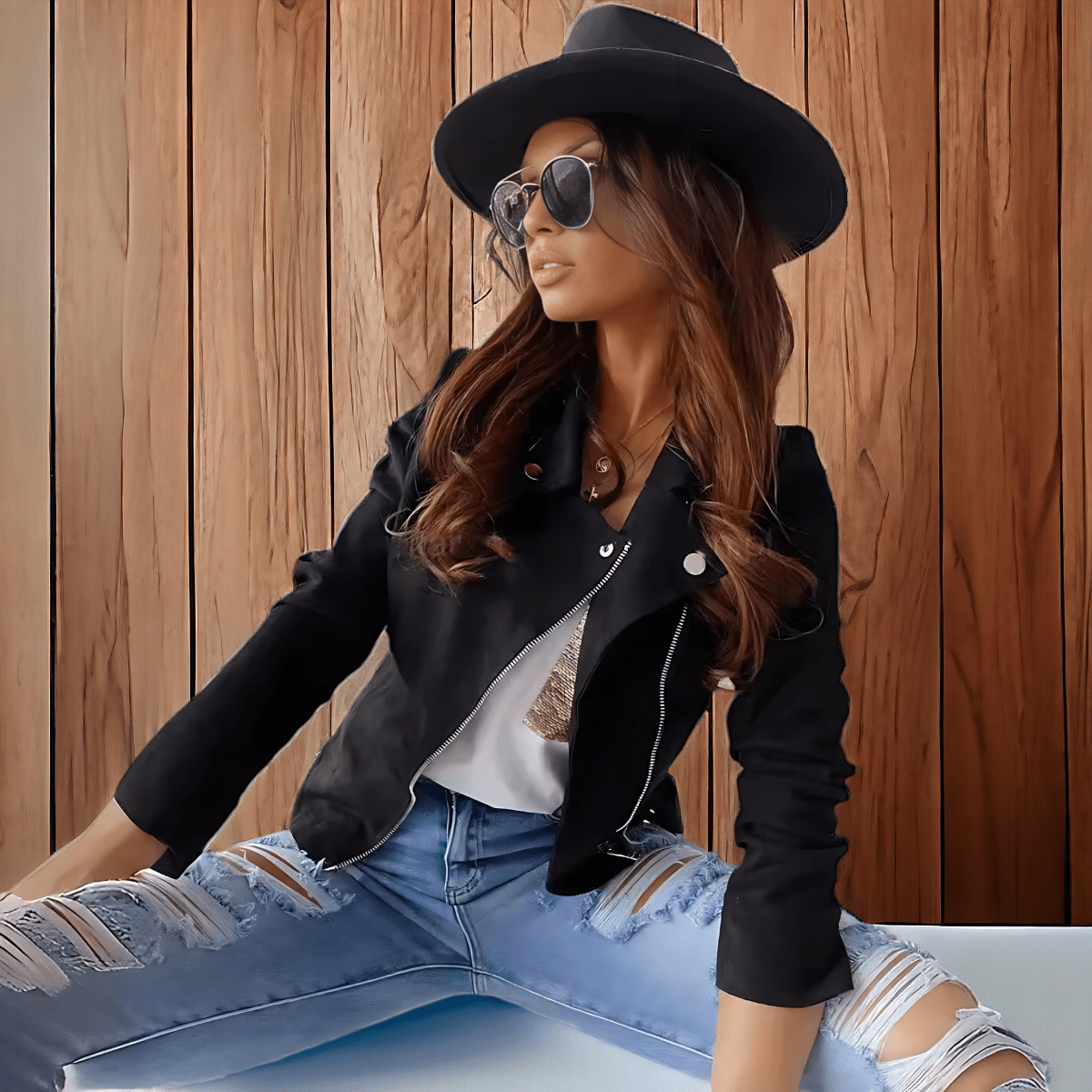 Beige Damen Bikerjacke – Stilvolle Leichtigkeit für jeden Anlass