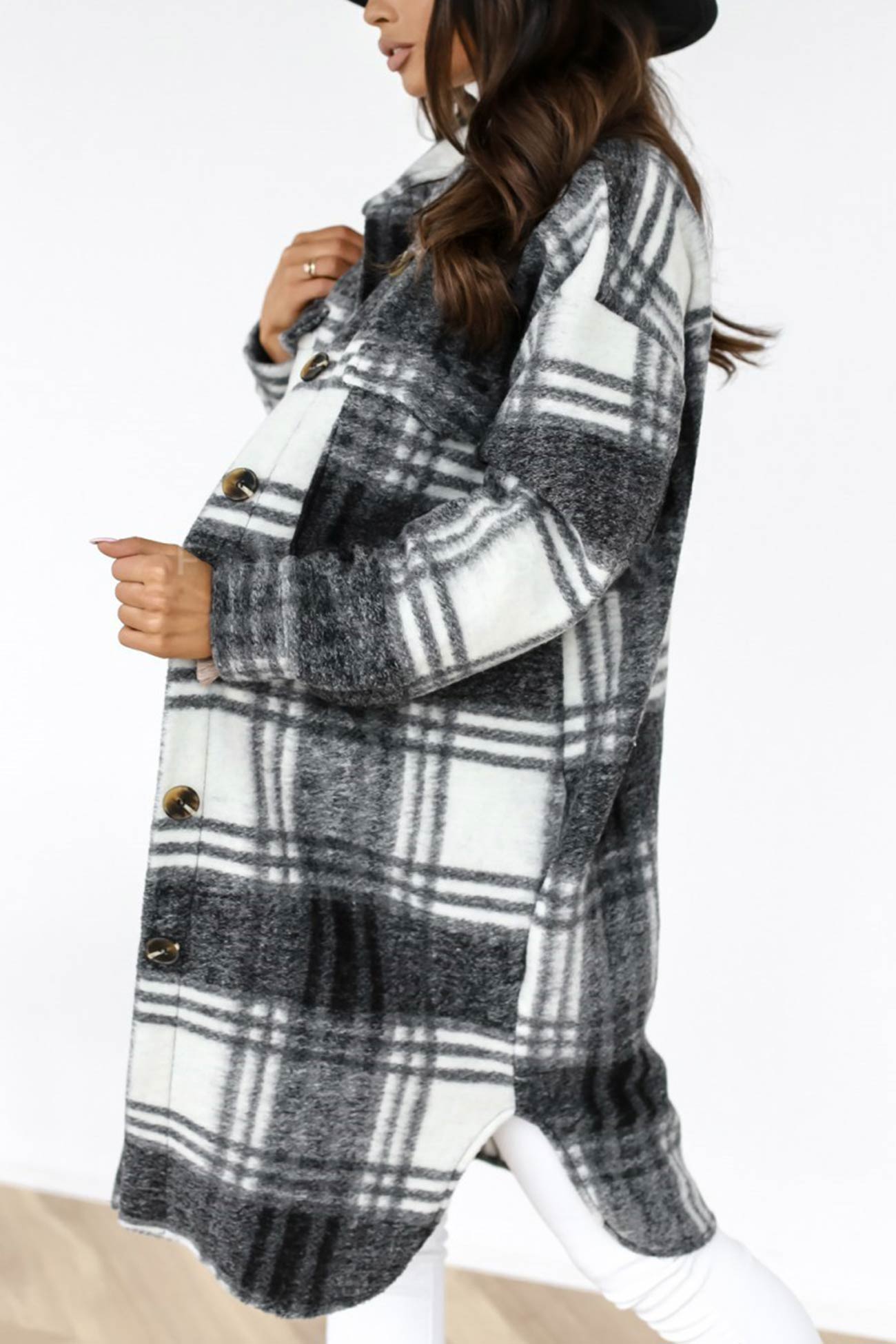 Kariertes Einreihiges Shacket