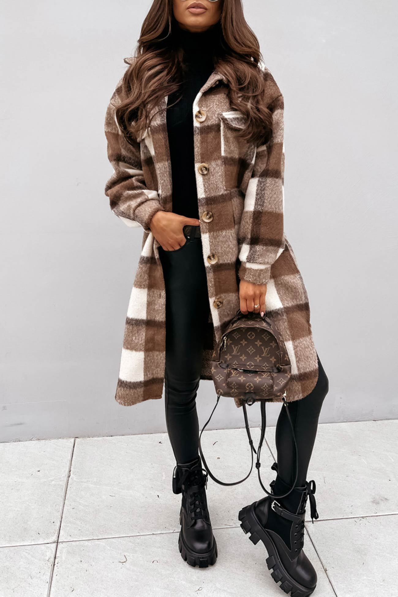 Kariertes Einreihiges Shacket