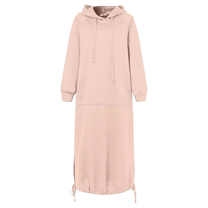 Urbanes hoodie-kleid mit kängurutasche