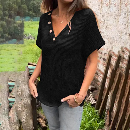 Luisa - Elegantes Schwarzes Strick-Shirt