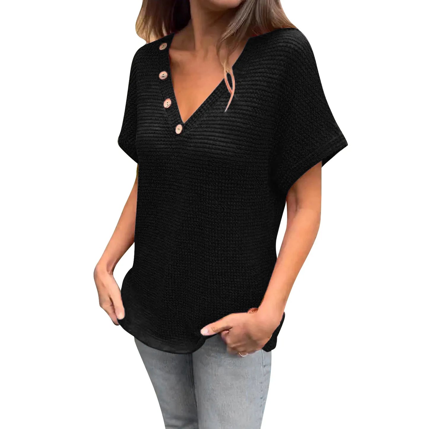 Luisa - Elegantes Schwarzes Strick-Shirt