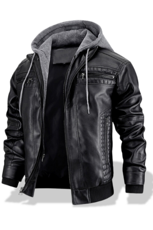 Klassische Bikerjacke Schwarz - Theo
