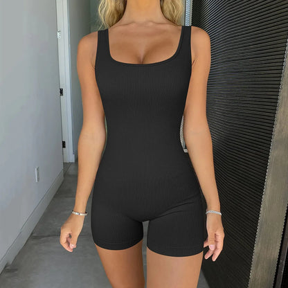 Schwarzer Body-Shorts-Anzug - Selina