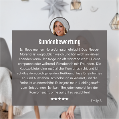 Grauer fleece-jumpsuit - kuschelig & wärmend mit kapuze