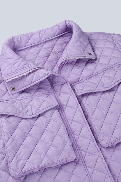 Rhombus-Reißverschluss-Jacke mit Taschen