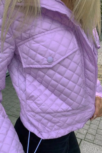 Rhombus-Reißverschluss-Jacke mit Taschen