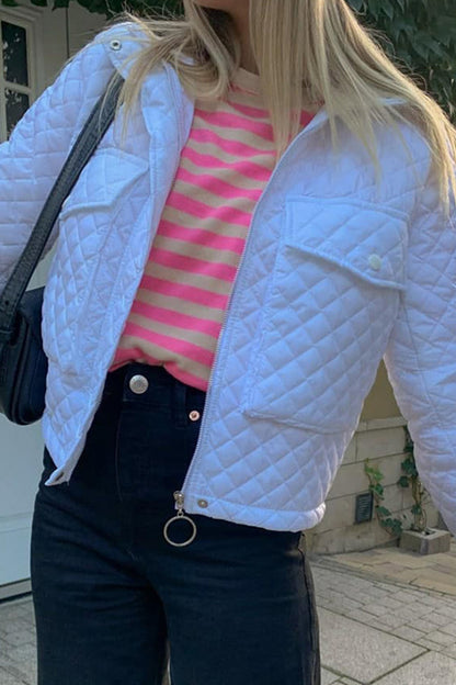 Rhombus-Reißverschluss-Jacke mit Taschen