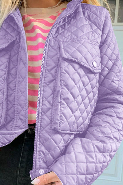 Rhombus-Reißverschluss-Jacke mit Taschen