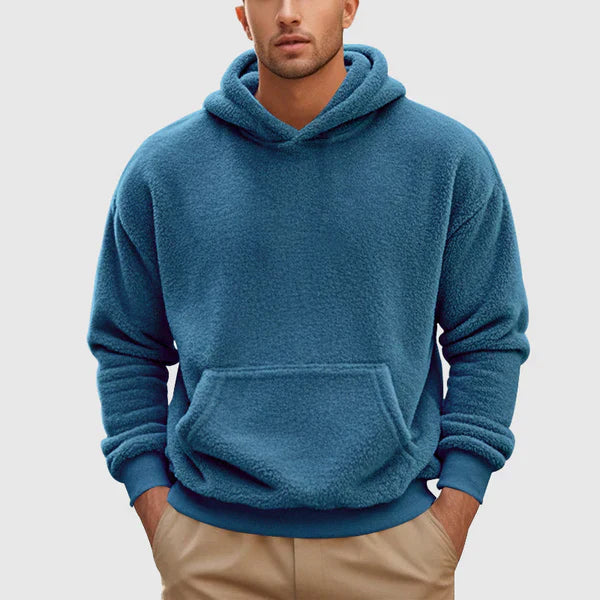 Kai – fleece hoodie mit kängurutasche und gerippten abschlüssen